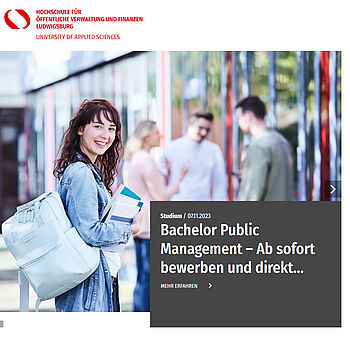 Screenshot der Website der Hochschule Ludwigsburg, Darstellung des Headers mit dem Slider