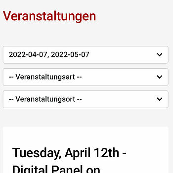 Referenz Karlshochschule Website Mobil Integration Eventkalender