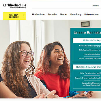 Referenz Karlshochschule Website Startseite Header