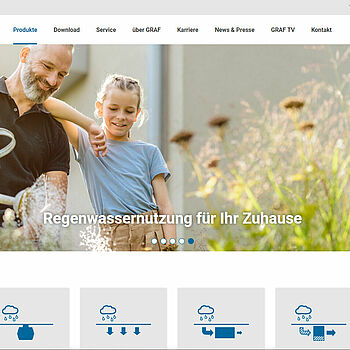 Screenshot der Graf-Website mit Darstellung der Startseite