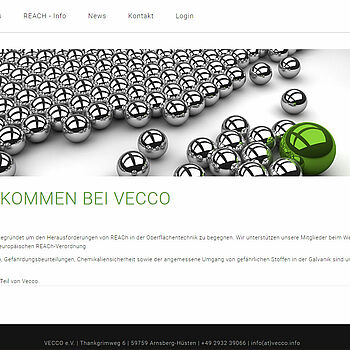 Screenshot der Startseite der Vecco-Website 